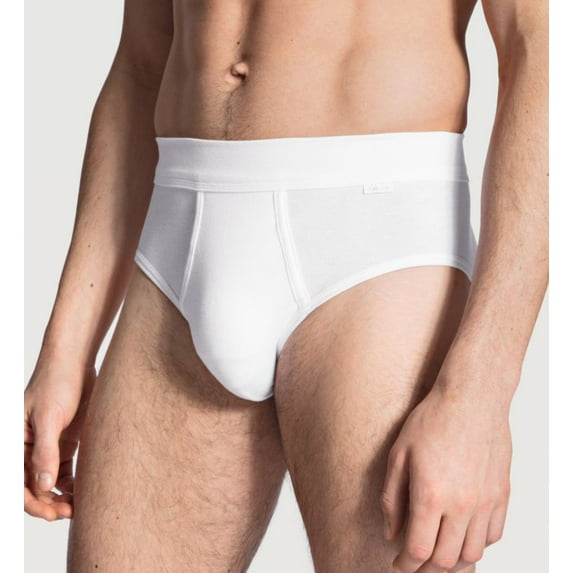 Men's Calida 23112 Cotton Classic Brief w/ Fly & Soft Waistband (White S)