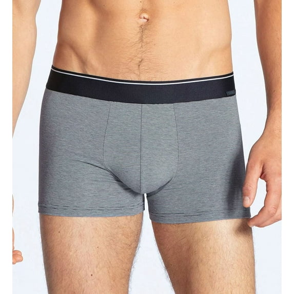 Men's Calida 25187 Cotton Stretch Striped Boxer Brief (Fog M)