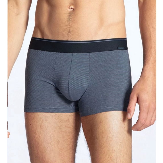 Men's Calida 25187 Cotton Stretch Striped Boxer Brief (Vintage Indigo XL)