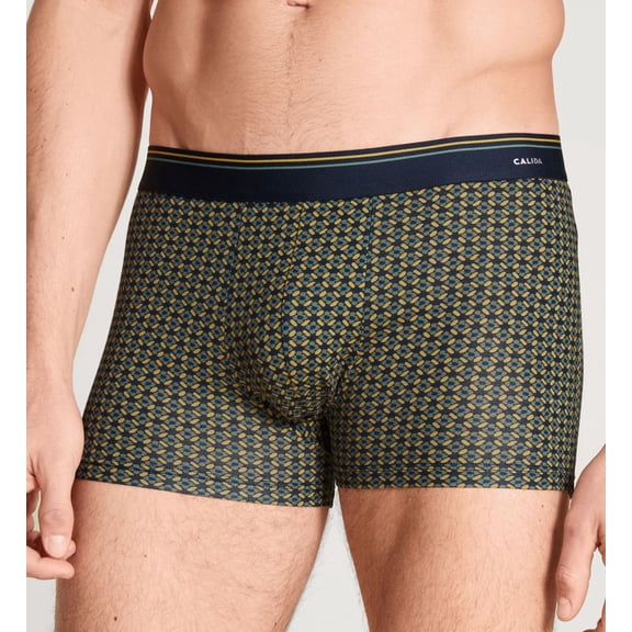 Men's Calida 26485 Cotton Code Design Cotton Stretch Boxer Brief (Narcissus 2XL)