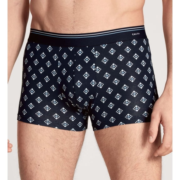 Men's Calida 26485 Cotton Code Design Cotton Stretch Boxer Brief (Placid Blue L)
