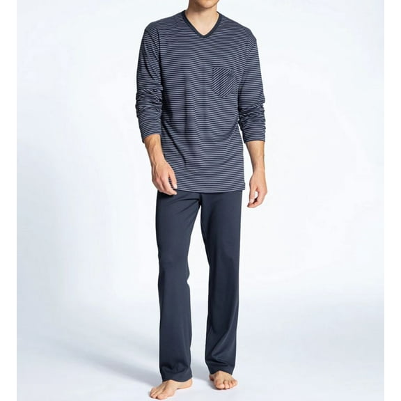 Men's Calida 41667 Relax Streamline Pajama Pant Set (Dark Sapphire L)