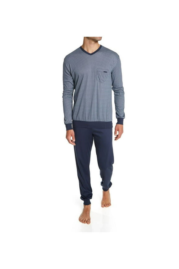 Men's Calida 42167 Relax Choice Supima Cotton Pajama Pant Set (Indigo Mood 2XL)