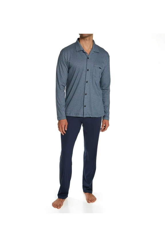 Men's Calida 42567 Relax Choice Supima Cotton Pajama Pant Set (Indigo Mood M)