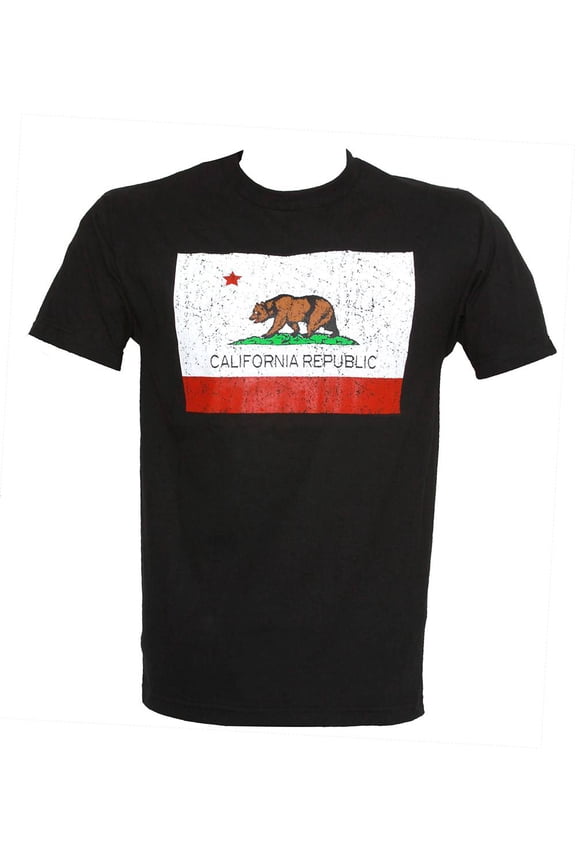 Men's California Republic Flag Crew Neck T-Shirt- Small