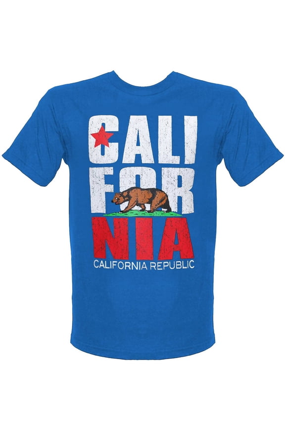 Men's California Shirts Bold Crew Neck T-Shirt - Royal - Small