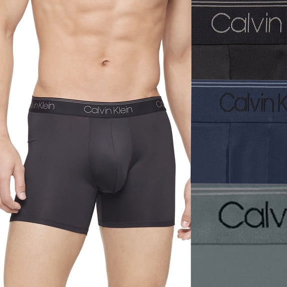 Men's Calvin Klein 3-Pack Microfiber Stretch Boxer Briefs Color: Black Turb Size: L