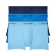 thumbnail image 1 of Men’s Calvin Klein 3-Pack Microfiber Stretch Low-Rise Trunks Color: New Navy Artesian Blue Size: L, 1 of 3
