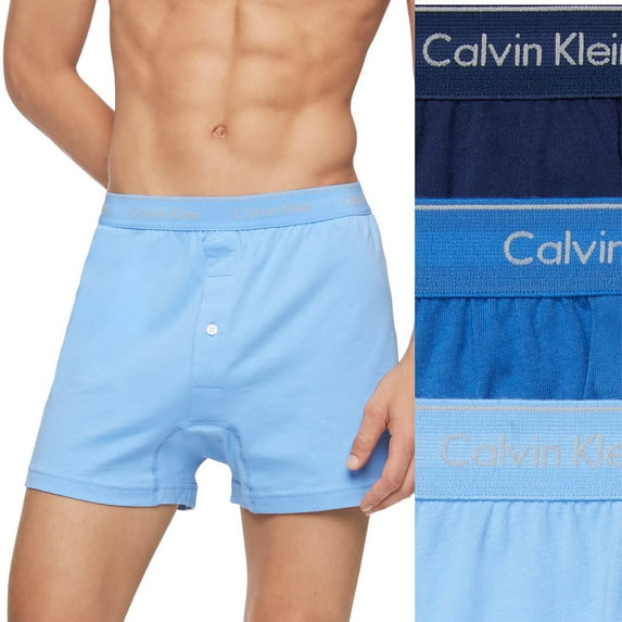 Men's Calvin Klein 3-pack Cotton Classics Knit Boxers Color: Blu Multi Size: XXL