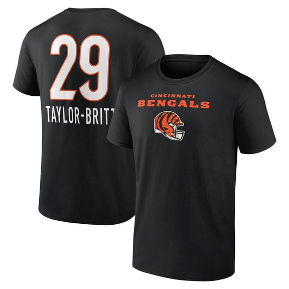 Men's Cam Taylor-Britt Black Cincinnati Bengals Team Wordmark Player Name & Number T-Shirt