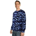 thumbnail image 1 of Men’s Camo Brushed Fleece Long-Sleeve Crewneck Thermal Tops, Camo Blue - L, 1 of 3