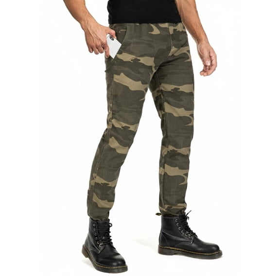 Men's Camo Cargo Jogger Pants, Cotton Athletic Sweatpants with Pockets