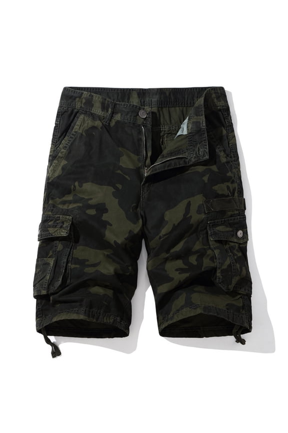 Men's Camo Cargo Shorts Cotton Army Green L