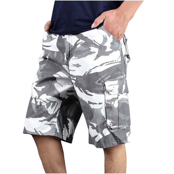 Men's Camo Cargo Shorts Cotton Strench Multi-Pocket Loose Fit Twill Cargo Shorts Casual Outdoor Military Tactical Shorts