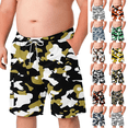 thumbnail image 1 of Men’s Camo Cargo Shorts Elastic Waist Drawstring Cotton Big & Tall Relaxed Fit Casual Summer Work Shorts with Pockets Black 5XL, 1 of 8