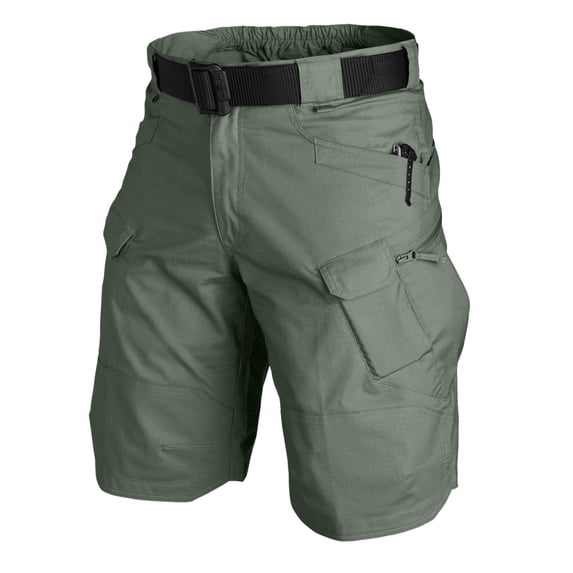 Men's Camo Cargo Shorts Elastic Waist Drawstring Shorts Outdoor Casual Camo Hiking Work Casual Big and Tall Camo Cargo Short Multi-Pocket Quick Dry Joggers,Green L