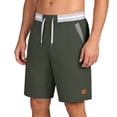 thumbnail image 1 of Men's Camo Cargo Shorts with Multi Pockets Elastic Waist Shorts Pants Drawstring Ripstop Straight Leg Camo Cargo Pants Lightweight Stretch Summer Casual Baggy Bottom,Green 2XL, 1 of 4