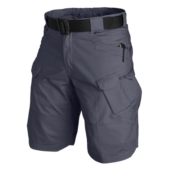Men's Camo Cargo Shorts with Multi Pockets Elastic Waistband Short Drawstring Ripstop Straight Leg Camo Cargo Short Summer Work Hiking Casual Outdoor Athletic Beach Shorts,Gray L