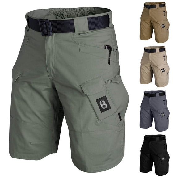 Men's Camo Cargo Shorts Multi Pockets Twill Elastic Waistband Short Drawstring Ripstop Straight Leg Cargo Shorts Summer Outdoor Work Casual Lightweight Joggers,Green 2XL