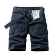 thumbnail image 1 of Men's Camo Cargo Shorts Outdoor Multi-Pocket Cotton Casual Shorts with No Belt Dark Blue L, 1 of 1