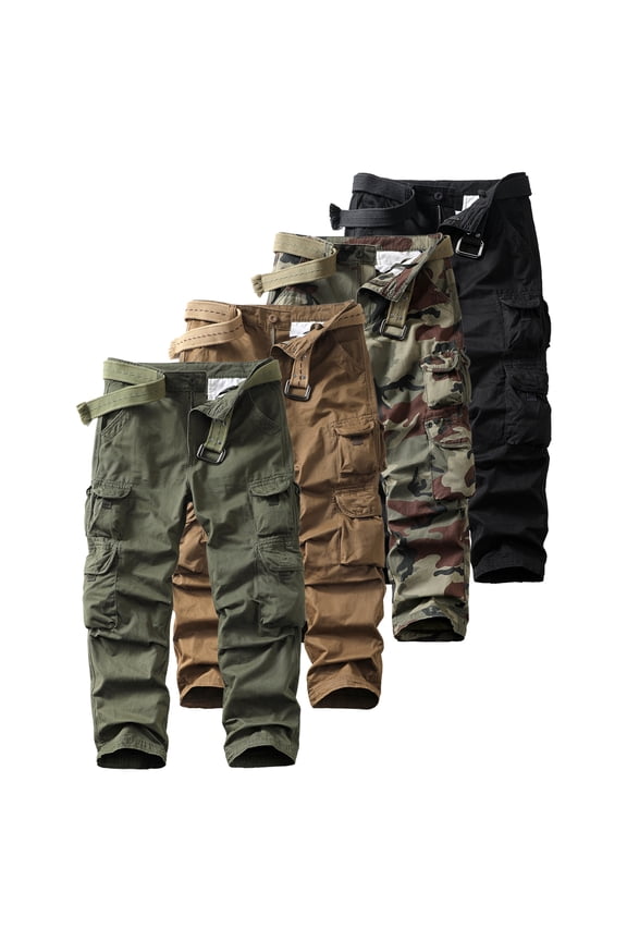 Men's Camo Cargo Work Pants Cotton Tactical Ripstop Casual Utility Pants with 10 Pockets