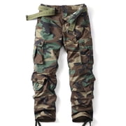 Mens Camo Cargo Work Pants Ripstop Lightweight Outdoor BDU Trousers with 8 Pockets No Belt