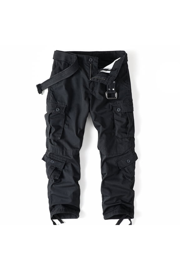 Men's Camo Cargo Work Pants Ripstop Lightweight Outdoor BDU Trousers with 8 Pockets (No Belt)