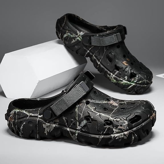 Men's Camo Clogs - Lightweight Tactical Clogs with Adjustable Backstrap - Non-Slip Soft Sole Summer Sandals for Beach & Outdoor - Comfortable Water Shoes & Slippers - 3 Color Camouflage