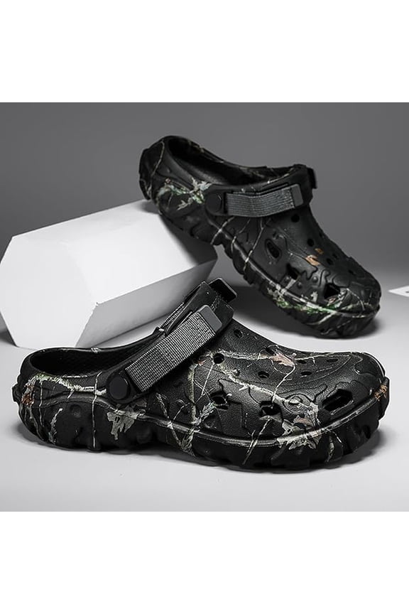 Men's Camo Clogs - Lightweight Tactical Clogs with Adjustable Backstrap - Non-Slip Soft Sole Summer Sandals for Beach & Outdoor - Comfortable Water Shoes & Slippers - 3 Color Camouflage