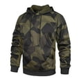 thumbnail image 1 of Men's Camo Hoodie Oversized Drawstring Pullovers Long Sleeve Sweatshirt with Pockets Fall Casual Loose Top for Men (Army Green 2XL), 1 of 1