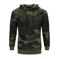 thumbnail image 1 of Men's Camo Hoodie Oversized Drawstring Pullovers Long Sleeve Sweatshirt with Pockets Fall Casual Loose Top for Men (Army Green L), 1 of 1