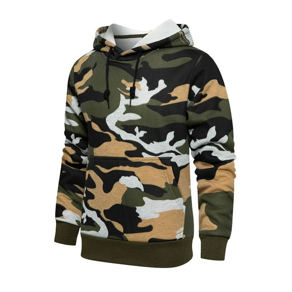 Men's Camo Hoodie Oversized Drawstring Pullovers Long Sleeve Sweatshirt with Pockets Fall Casual Loose Top for Men (Camouflage 2XL)