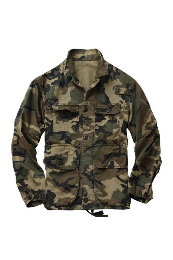 Men's M65 Camo Outdoor Jacket, Cotton Casual Utility Coat With Multi Pockets