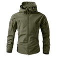 thumbnail image 1 of Men's Camo Jackets, Lightweight Water Resistant Hunting Hiking Fishing Rain Coats Windbreaker with Hood for Outdoor Work, Daily Commuting and Casual Wear, Green, M, 1 of 2