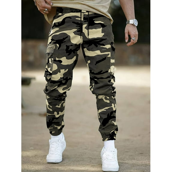 Men's Camo Jogger Pants Military Army Combat Cargo Pants Leg-Bound Tapered Casual Camouflage Tactical Pants