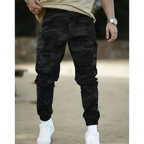Men's Camo Jogger Pants Military Army Combat Cargo Pants Leg-Bound Tapered Casual Camouflage Tactical Pants