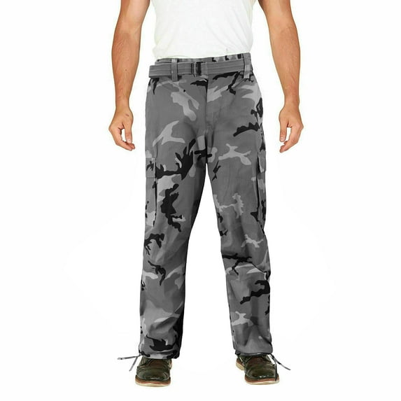 Men's Camo Military Tactical Work Combat Army Slim Fit Twill Cargo Pants (6CP01 - New City, 34,32)