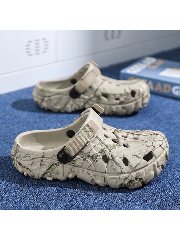 Men's Adjustable Strap Clogs, Slip On Breathable Garden Shoes for Outdoor Beach Daily Use