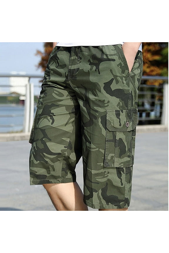 Men's Camo Print Cargo Shorts Men Summer Casual Short Pants Loose Pockets Gym Shorts Outdoor Workout Shorts