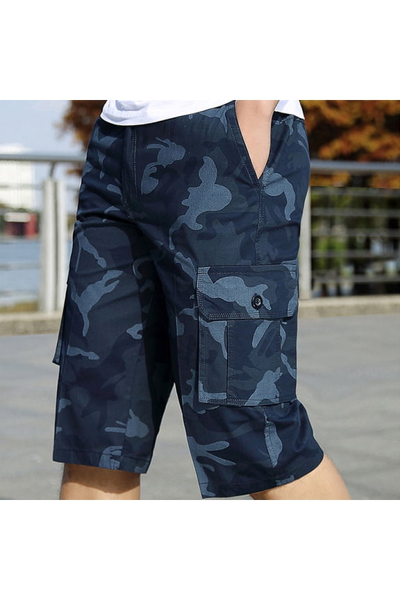 Men's Camo Print Cargo Shorts Men Summer Casual Short Pants Loose Pockets Gym Shorts Outdoor Workout Shorts