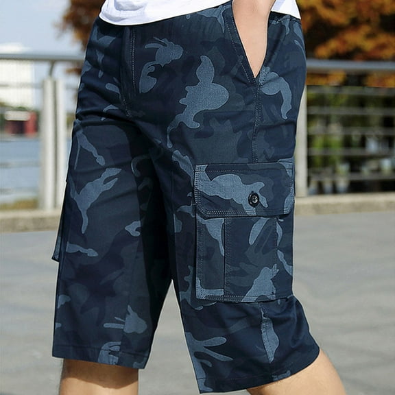 Men's Camo Print Cargo Shorts Men Summer Casual Short Pants Loose Pockets Gym Shorts Outdoor Workout Shorts
