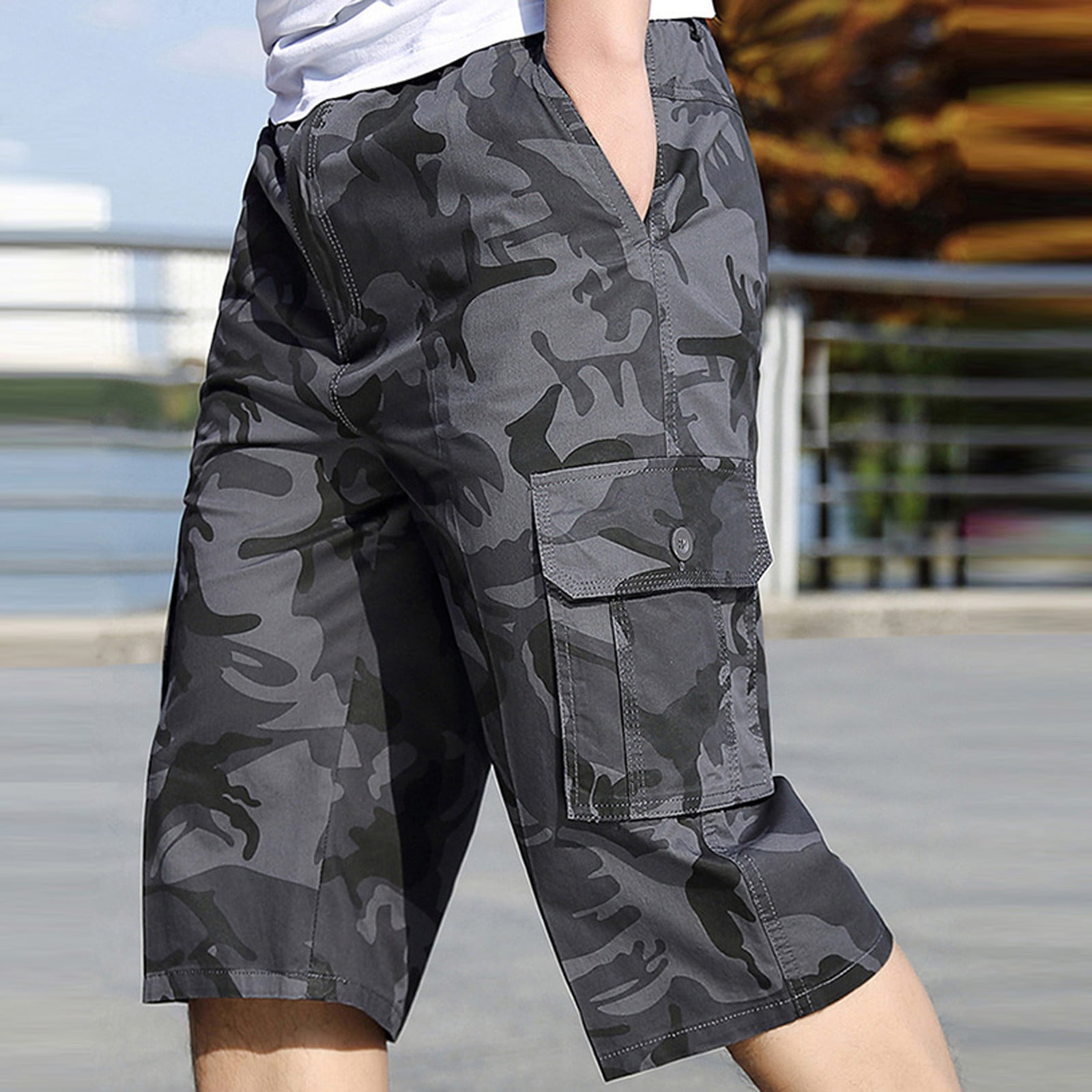 Men's Camo Print Cargo Shorts Men Summer Casual Short Pants Loose Pockets  Gym Shorts Outdoor Workout Shorts 