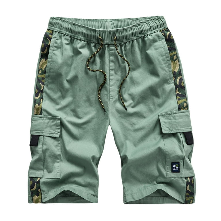 Men's Camo Print Drawstring Waist Cargo Shorts Bermuda Shorts