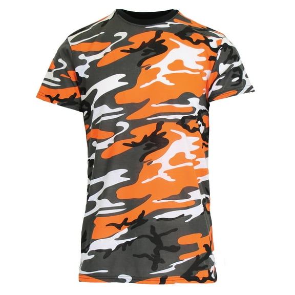 Men's Camo Print Short Sleeve T-Shirt, Crew Neck, Tagless, Cotton Blend, Fitted Style (S-2XL)