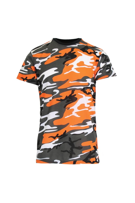 Men's Camo Print Short Sleeve T-Shirt, Crew Neck, Tagless, Cotton Blend, Fitted Style (S-2XL)