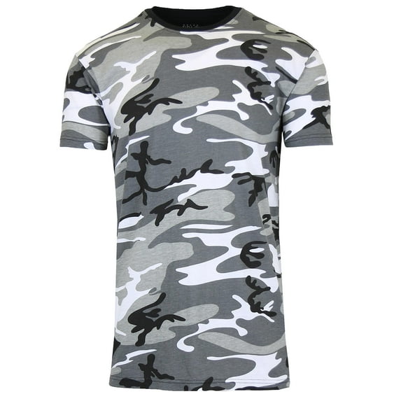 Men's Camo Print Short Sleeve T-Shirt, Crew Neck, Tagless, Cotton Blend, Fitted Style (S-2XL)