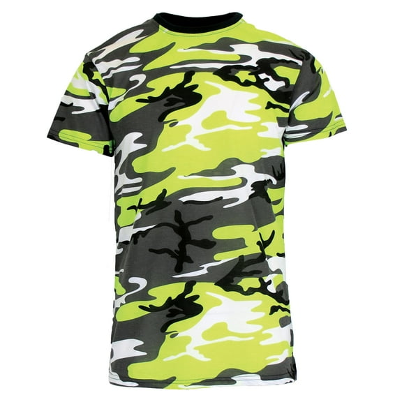 Men's Camo Print Short Sleeve T-Shirt, Crew Neck, Tagless, Cotton Blend, Fitted Style (S-2XL)