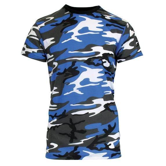 Men's Camo Print Short Sleeve T-Shirt, Crew Neck, Tagless, Cotton Blend, Fitted Style (S-2XL)