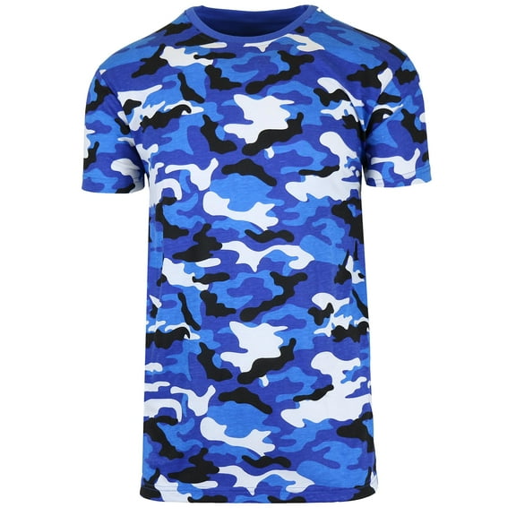 Men's Camo Print Short Sleeve T-Shirt, Crew Neck, Tagless, Cotton Blend, Fitted Style (S-2XL)