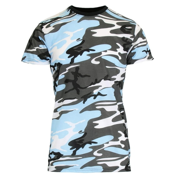 Men's Camo Print Short Sleeve T-Shirt, Crew Neck, Tagless, Cotton Blend, Fitted Style (S-2XL)